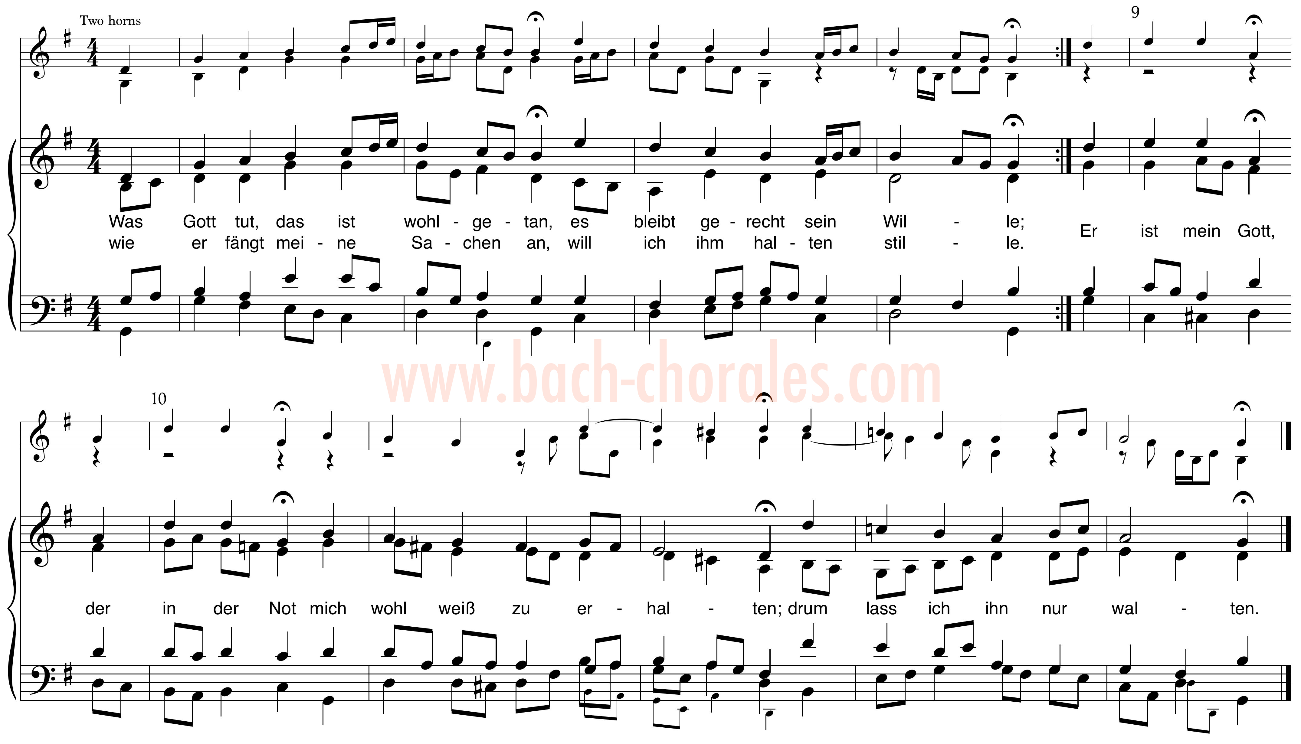 notenbeeld BWV 250 op https://www.bach-chorales.com/