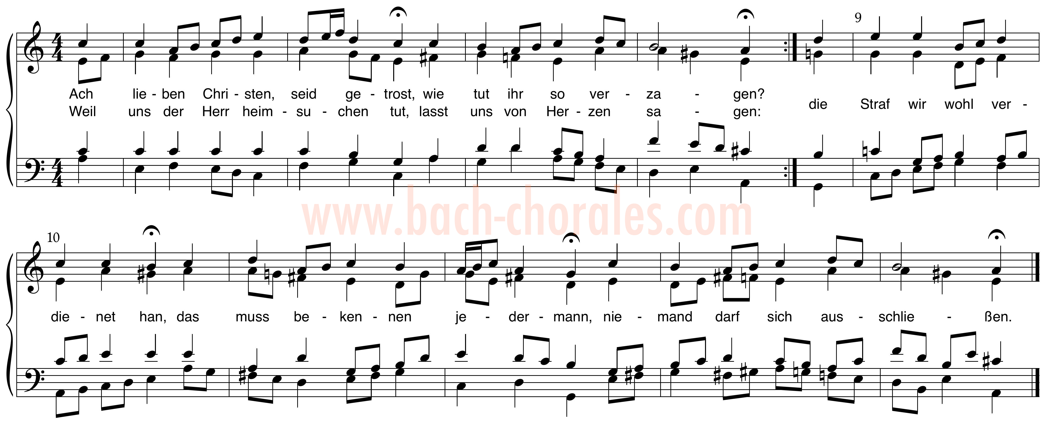 notenbeeld BWV 256 op https://www.bach-chorales.com/