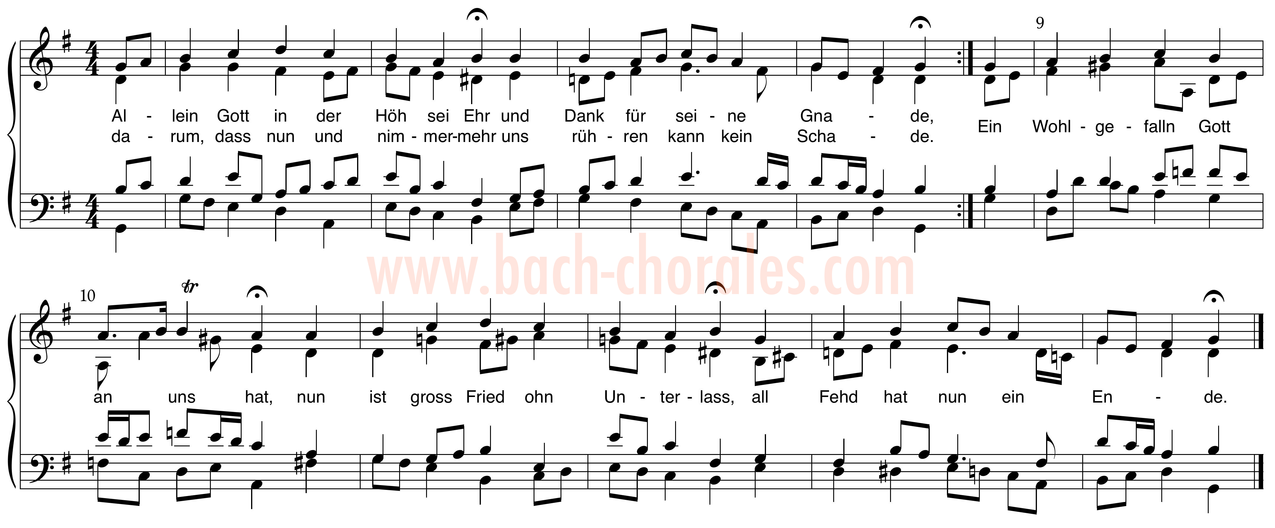 notenbeeld BWV 260 op https://www.bach-chorales.com/