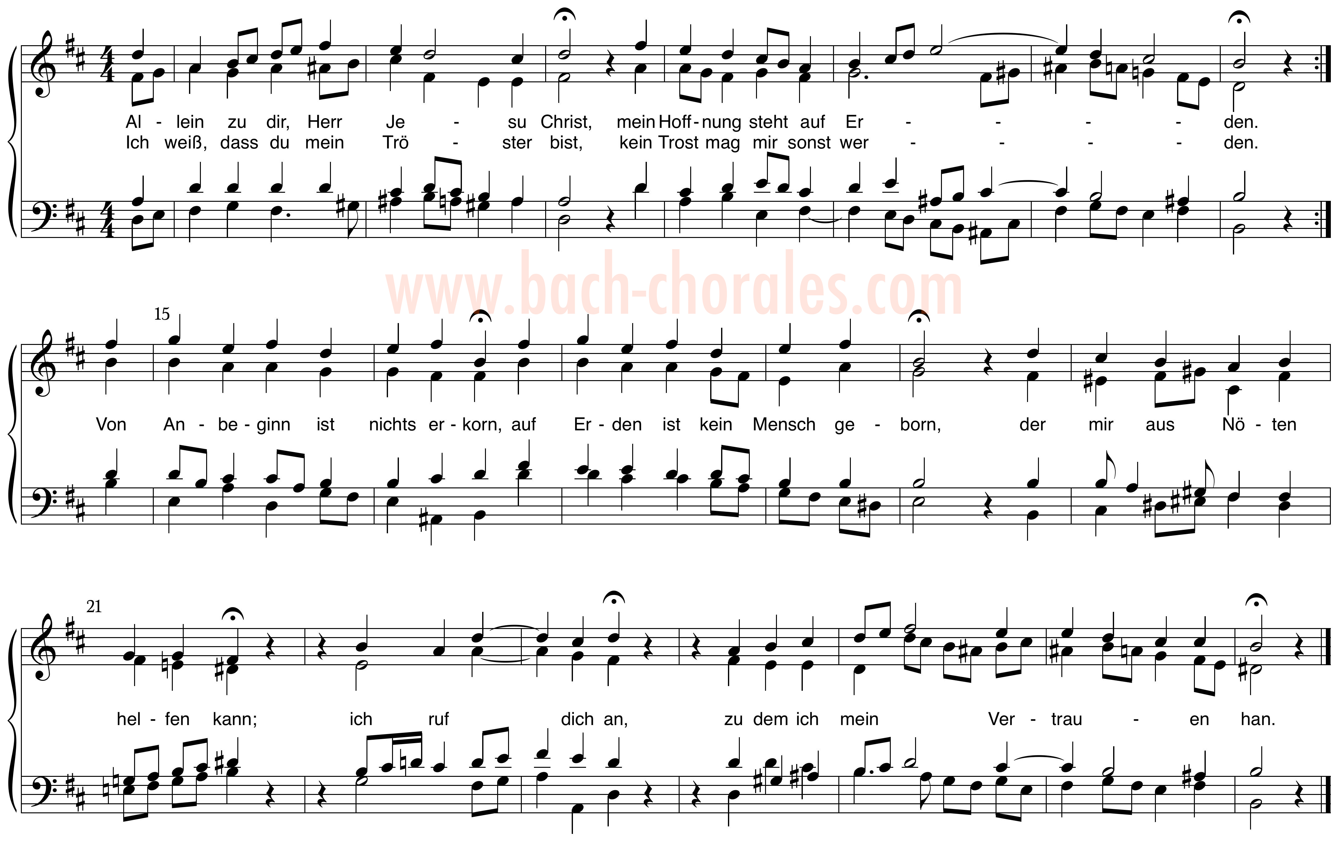 notenbeeld BWV 261 op https://www.bach-chorales.com/