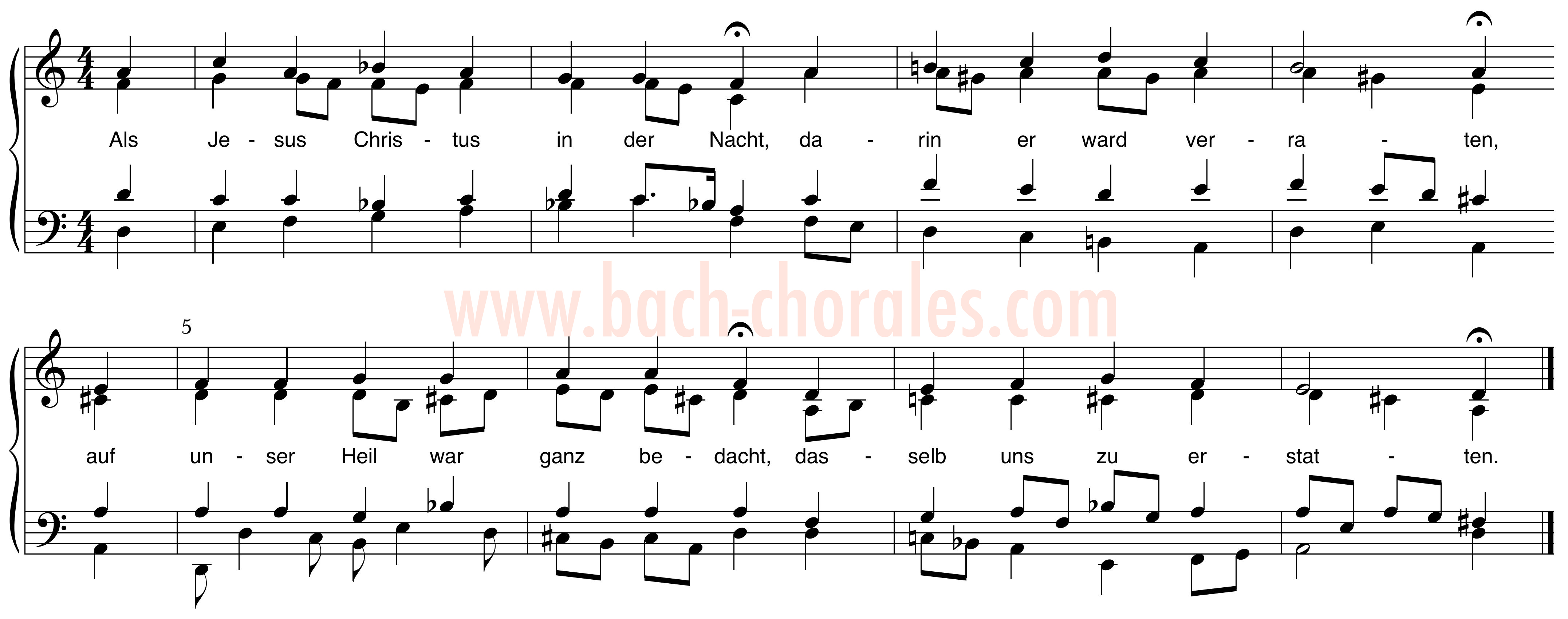 notenbeeld BWV 265 op https://www.bach-chorales.com/