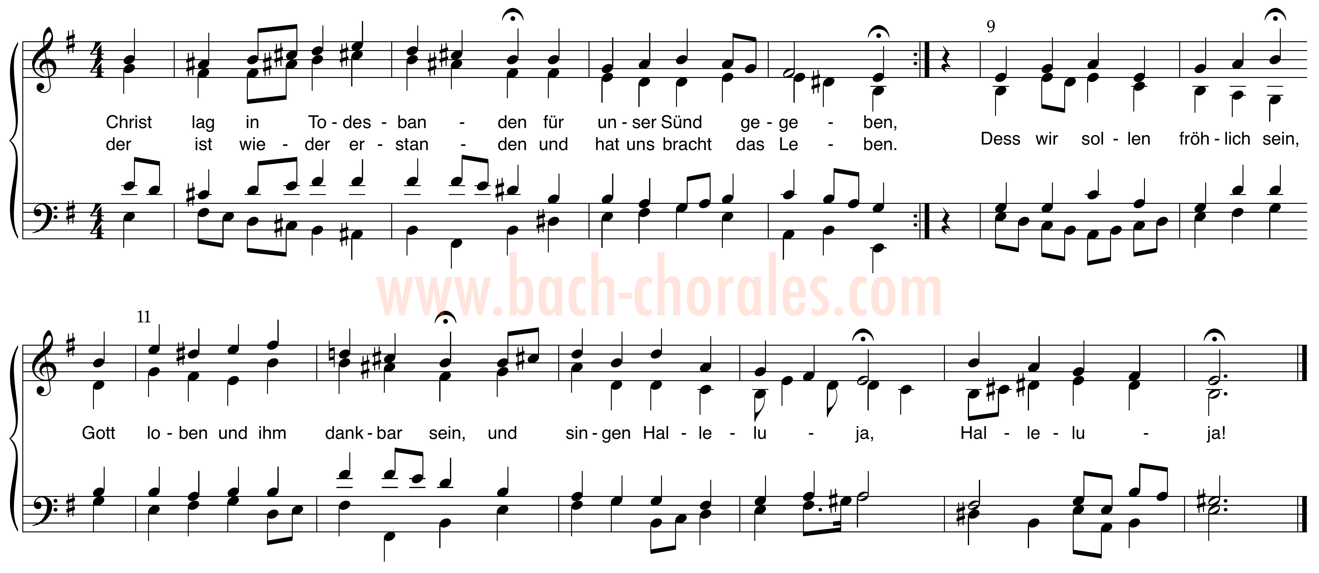 notenbeeld BWV 279 op https://www.bach-chorales.com/