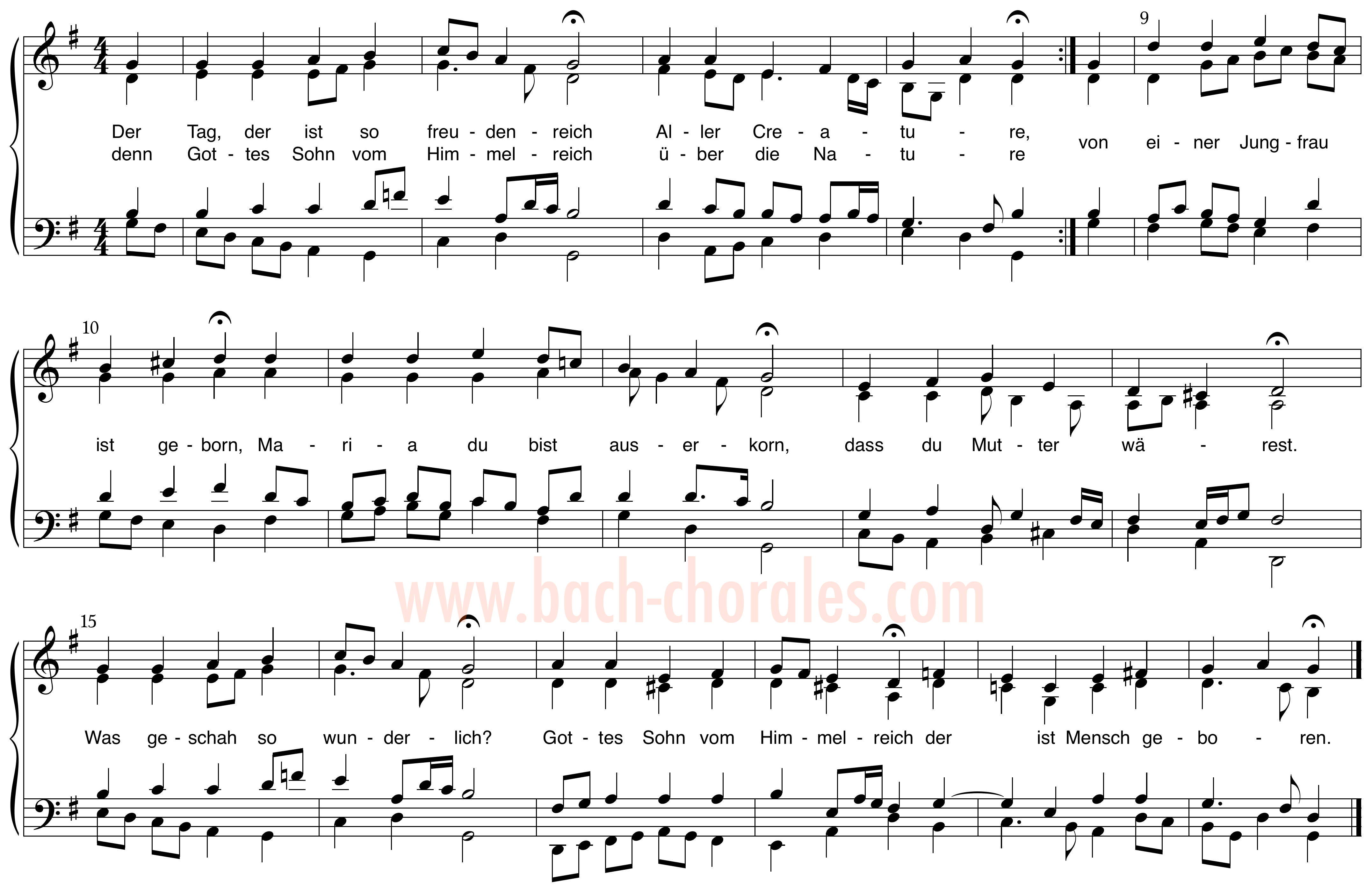notenbeeld BWV 294 op https://www.bach-chorales.com/