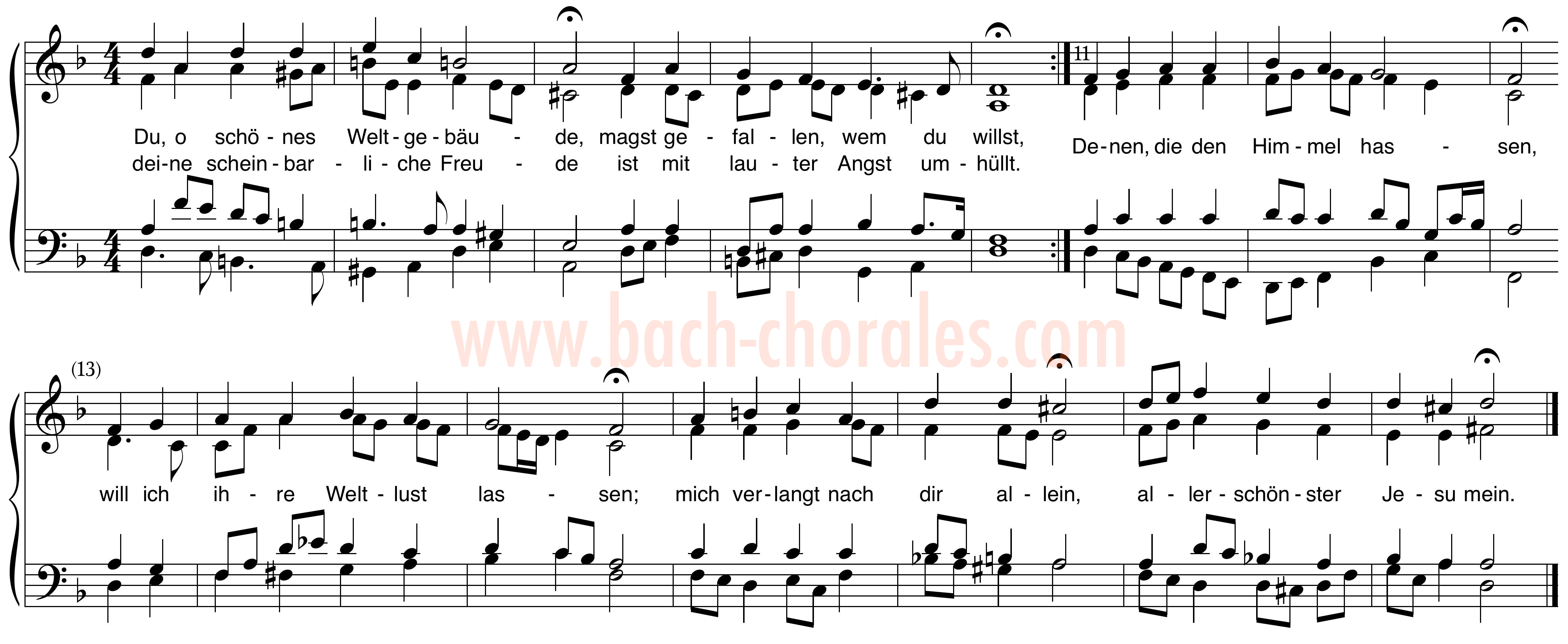 notenbeeld BWV 301 op https://www.bach-chorales.com/