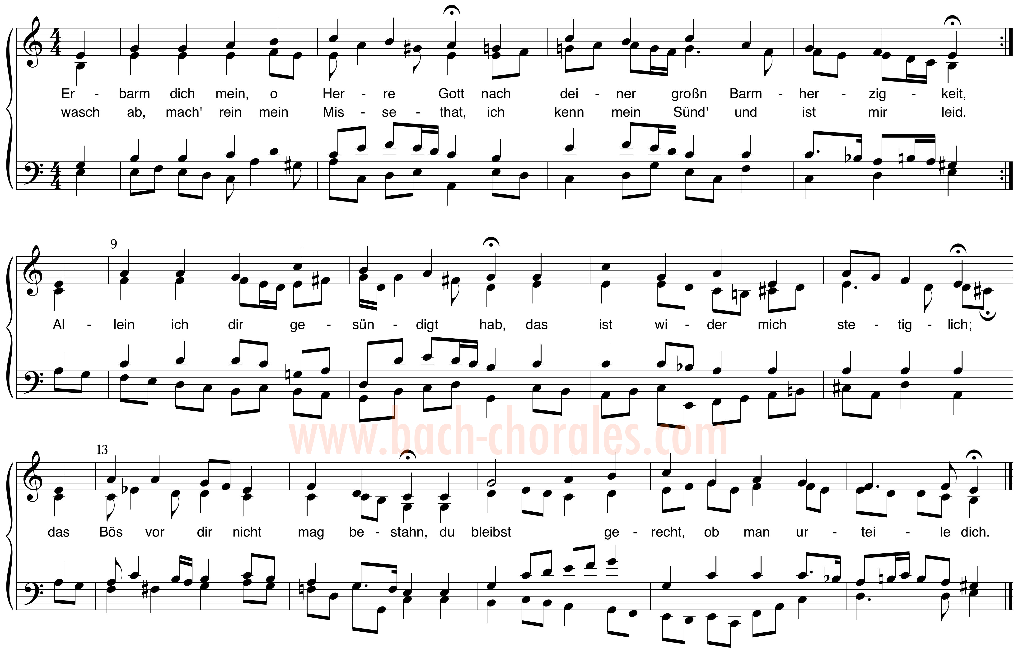 notenbeeld BWV 305 op https://www.bach-chorales.com/