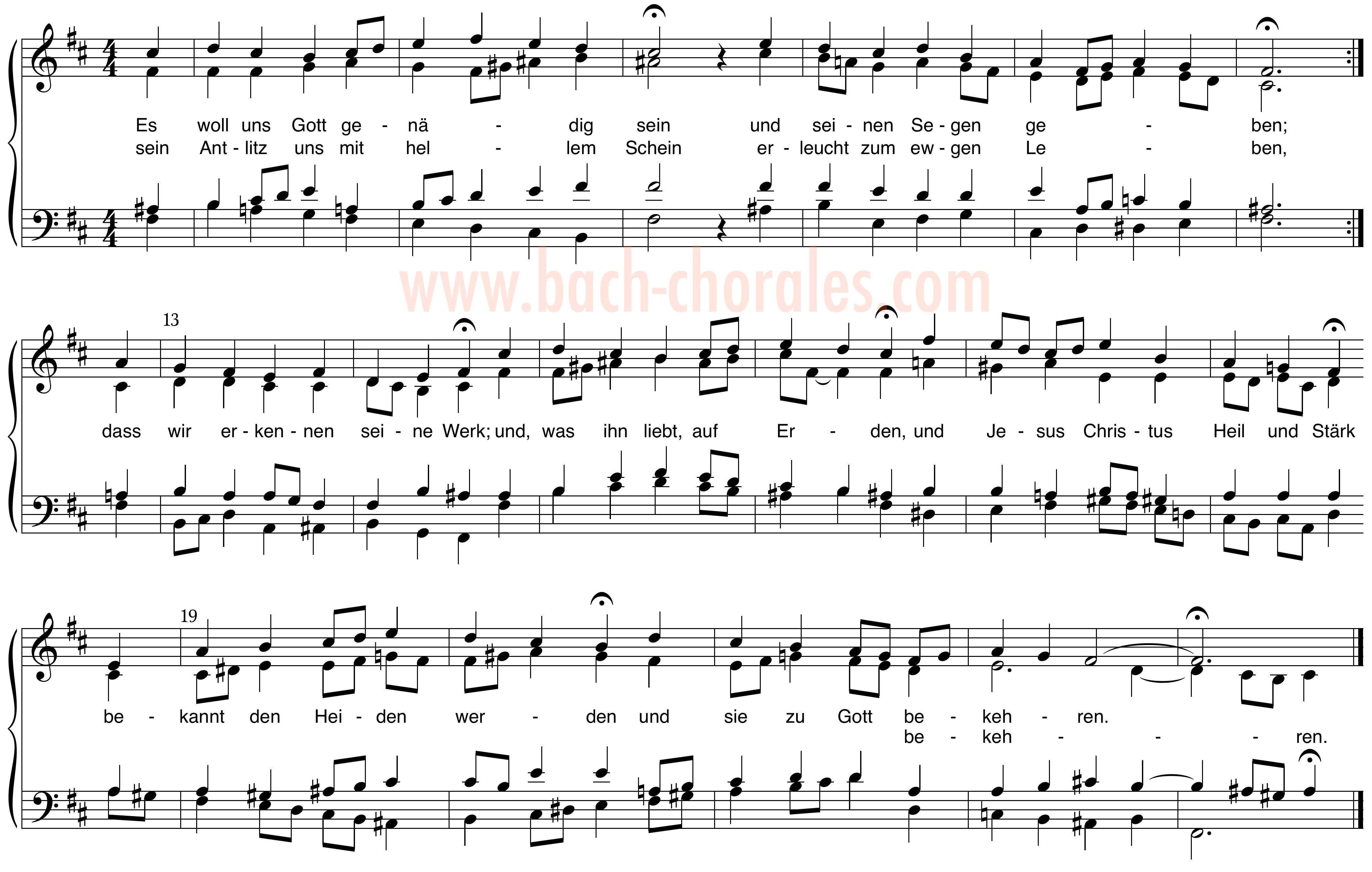 notenbeeld BWV 311 op https://www.bach-chorales.com/