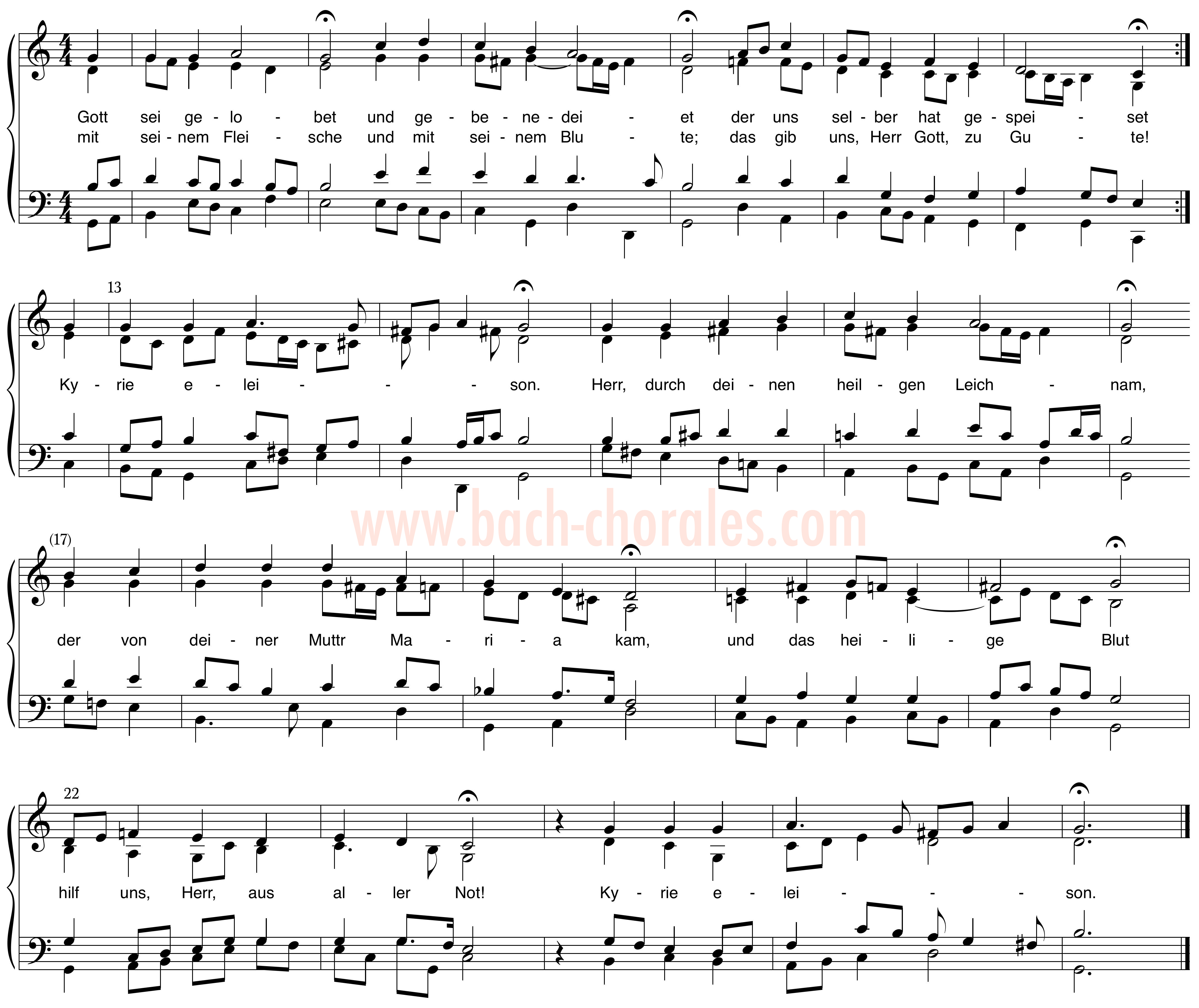 notenbeeld BWV 322 op https://www.bach-chorales.com/