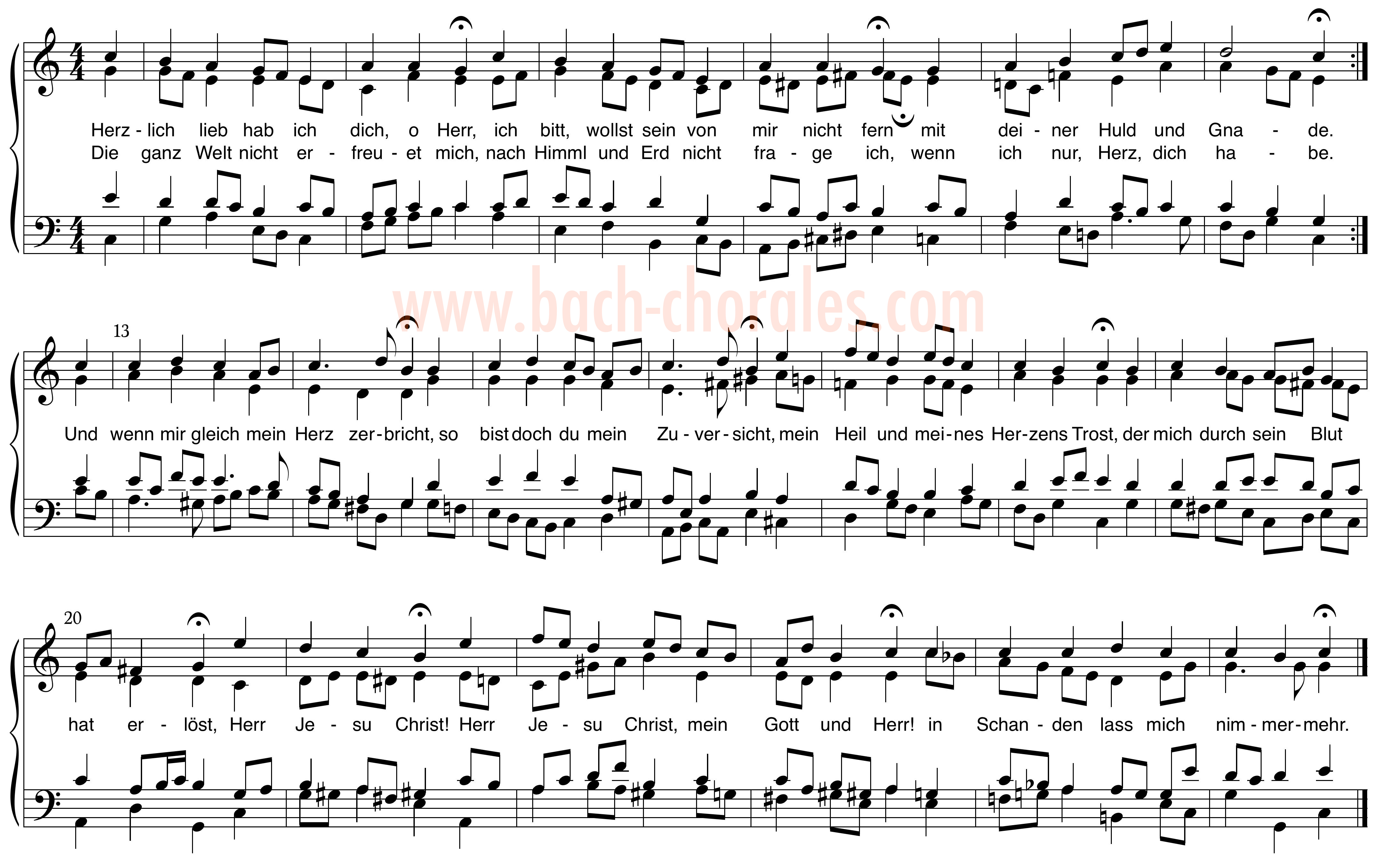 notenbeeld BWV 340 op https://www.bach-chorales.com/