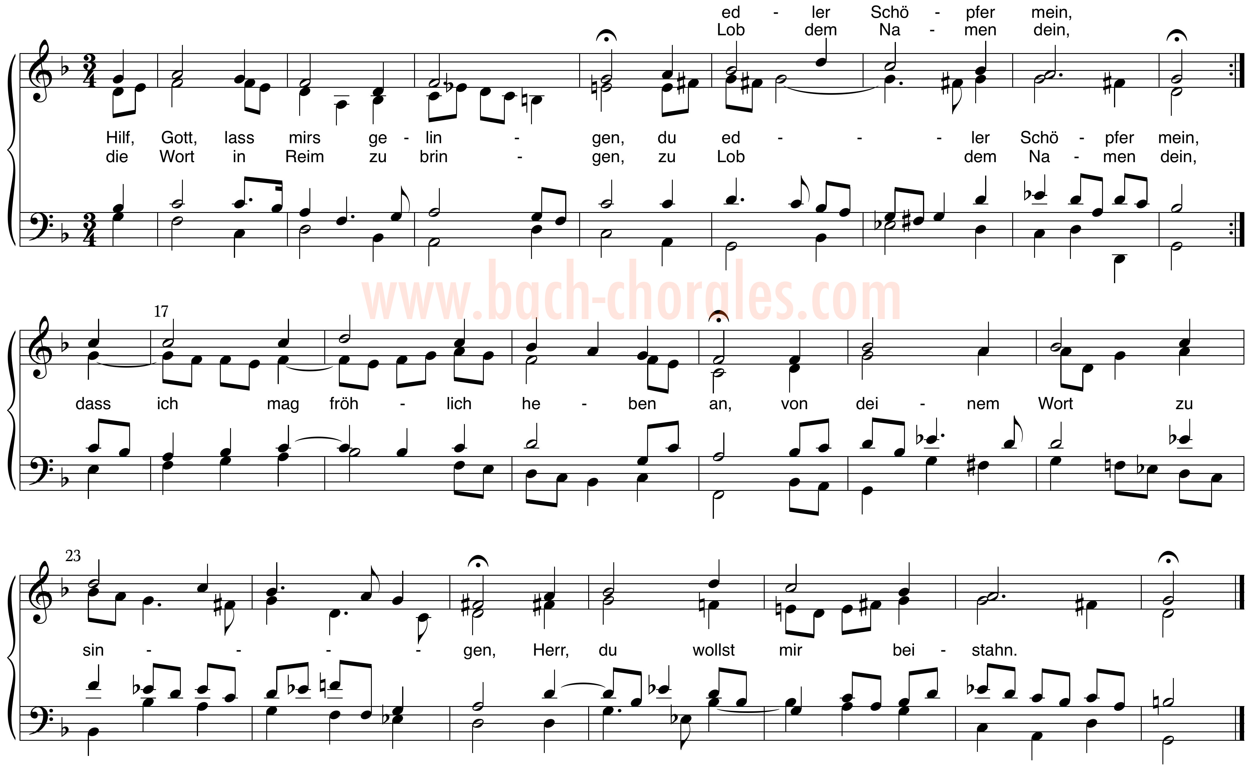 notenbeeld BWV 343 op https://www.bach-chorales.com/