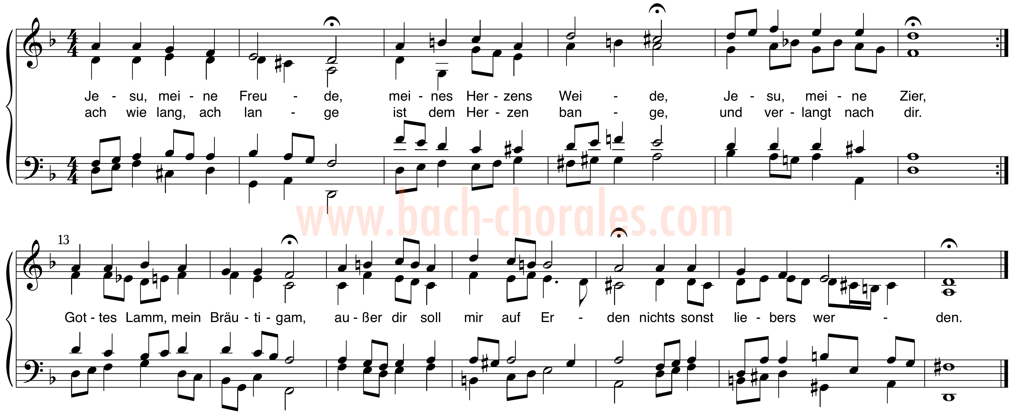 notenbeeld BWV 358 op https://www.bach-chorales.com/