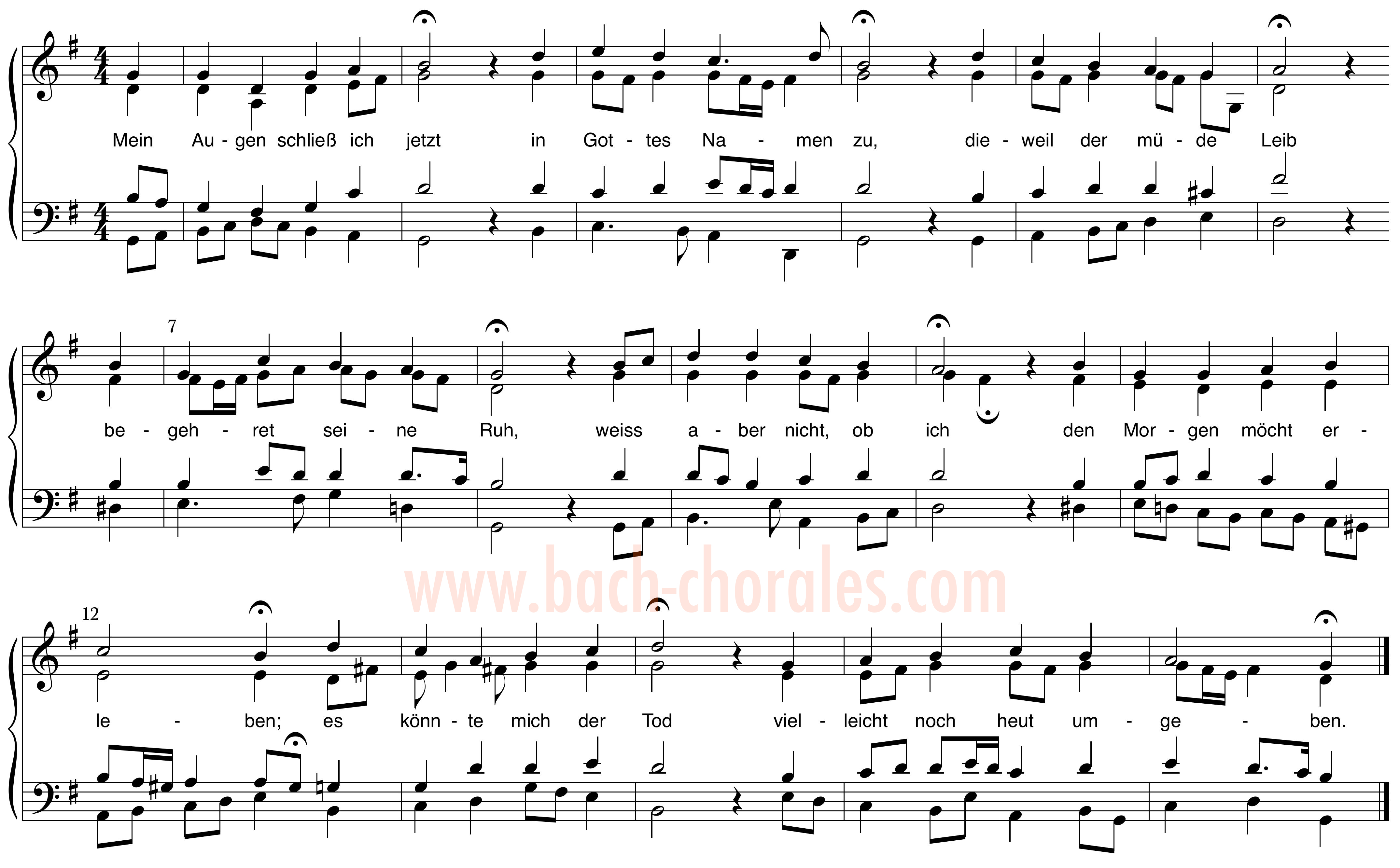notenbeeld BWV 378 op https://www.bach-chorales.com/