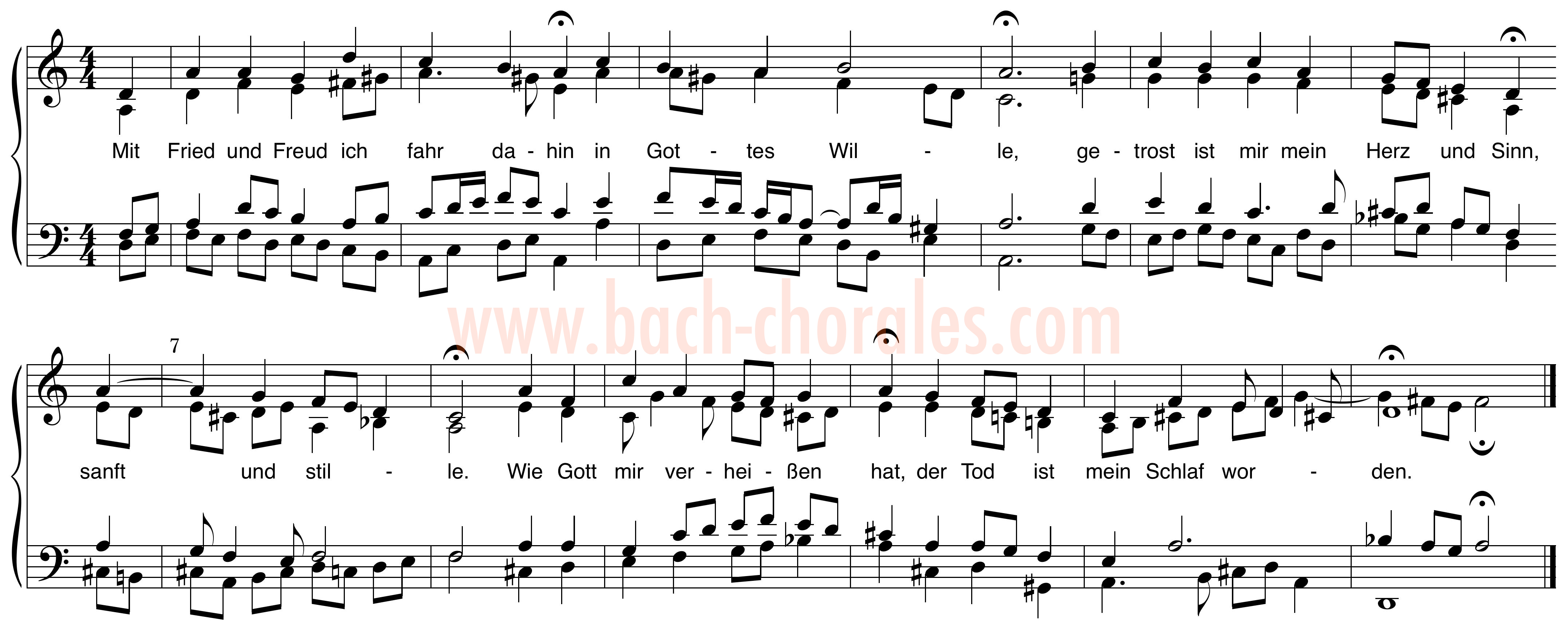 notenbeeld BWV 382 op https://www.bach-chorales.com/