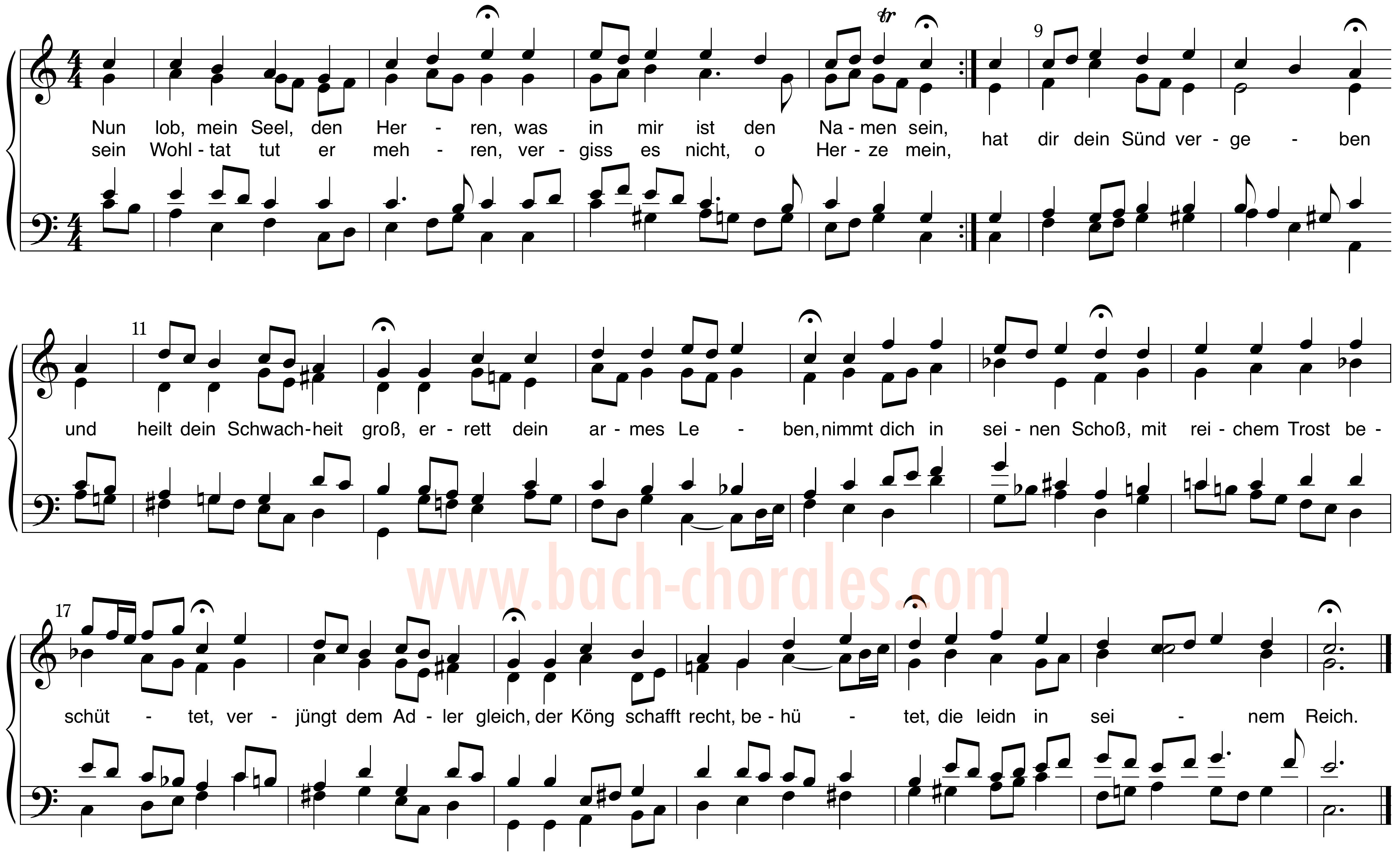 notenbeeld BWV 389 op https://www.bach-chorales.com/
