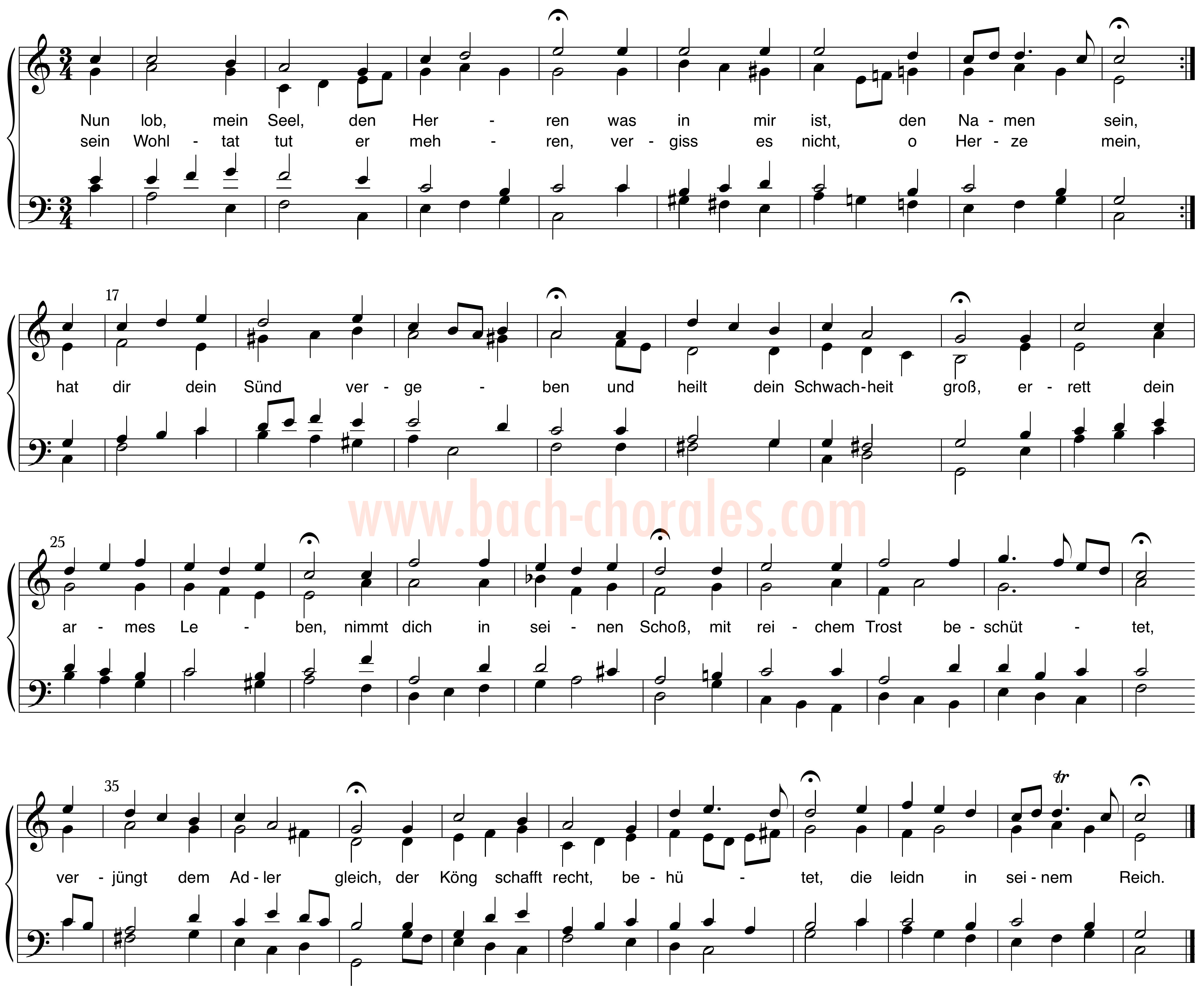 notenbeeld BWV 390 op https://www.bach-chorales.com/
