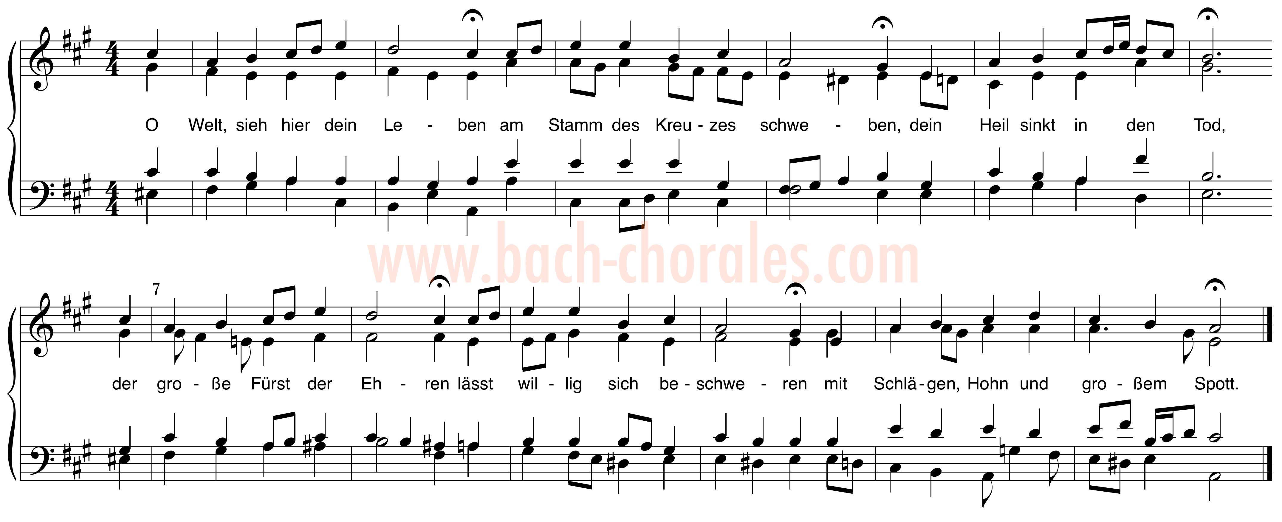 notenbeeld BWV 393 op https://www.bach-chorales.com/