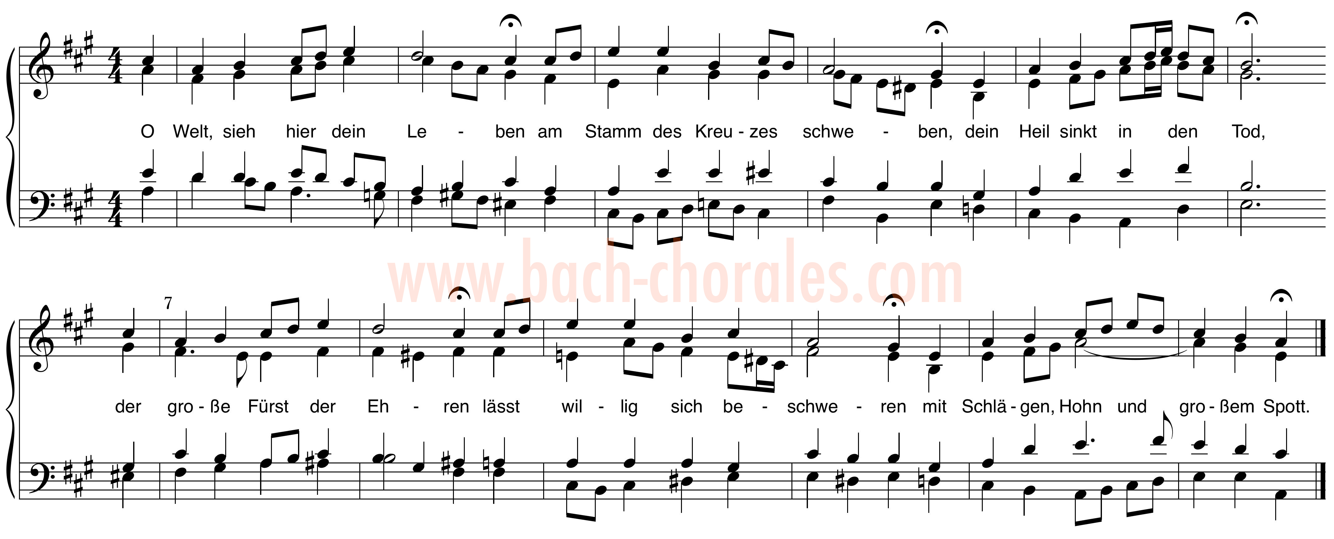 notenbeeld BWV 395 op https://www.bach-chorales.com/