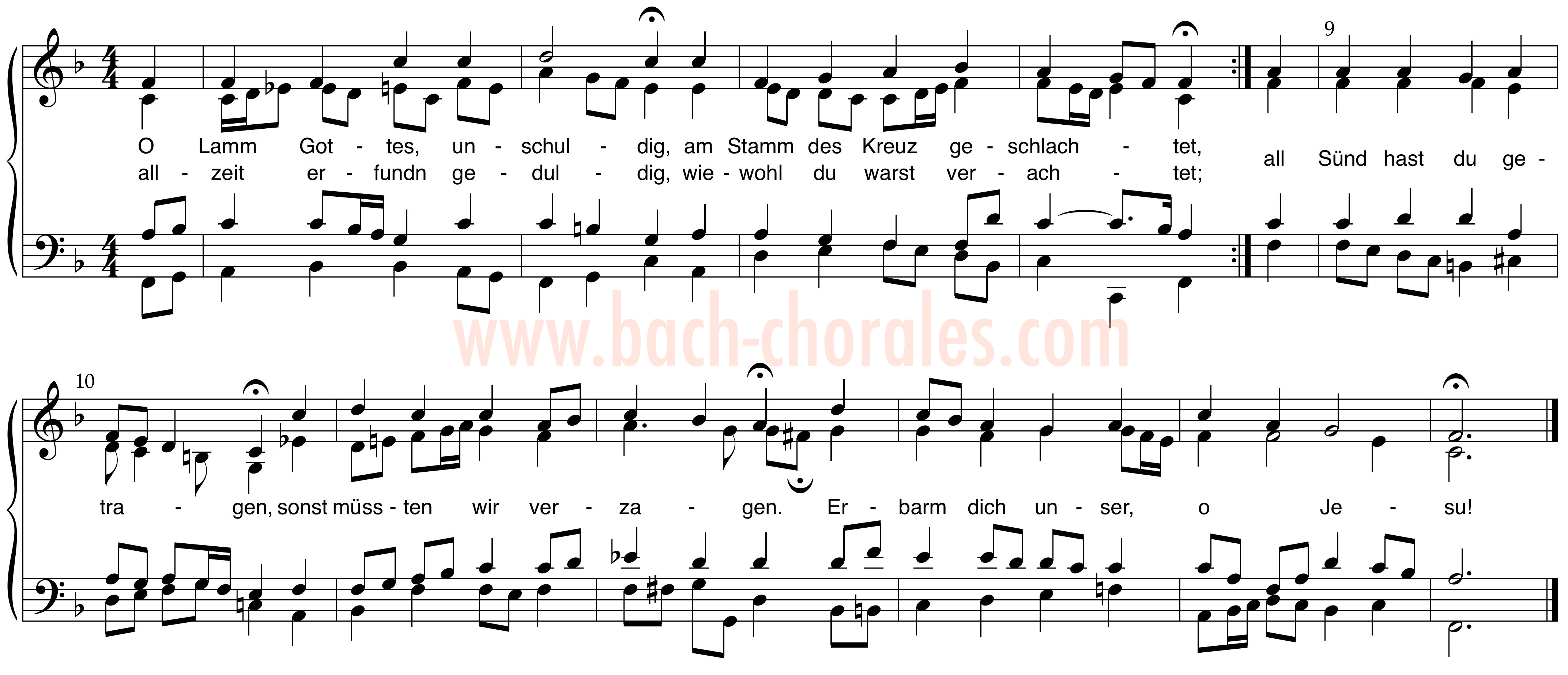 notenbeeld BWV 401 op https://www.bach-chorales.com/