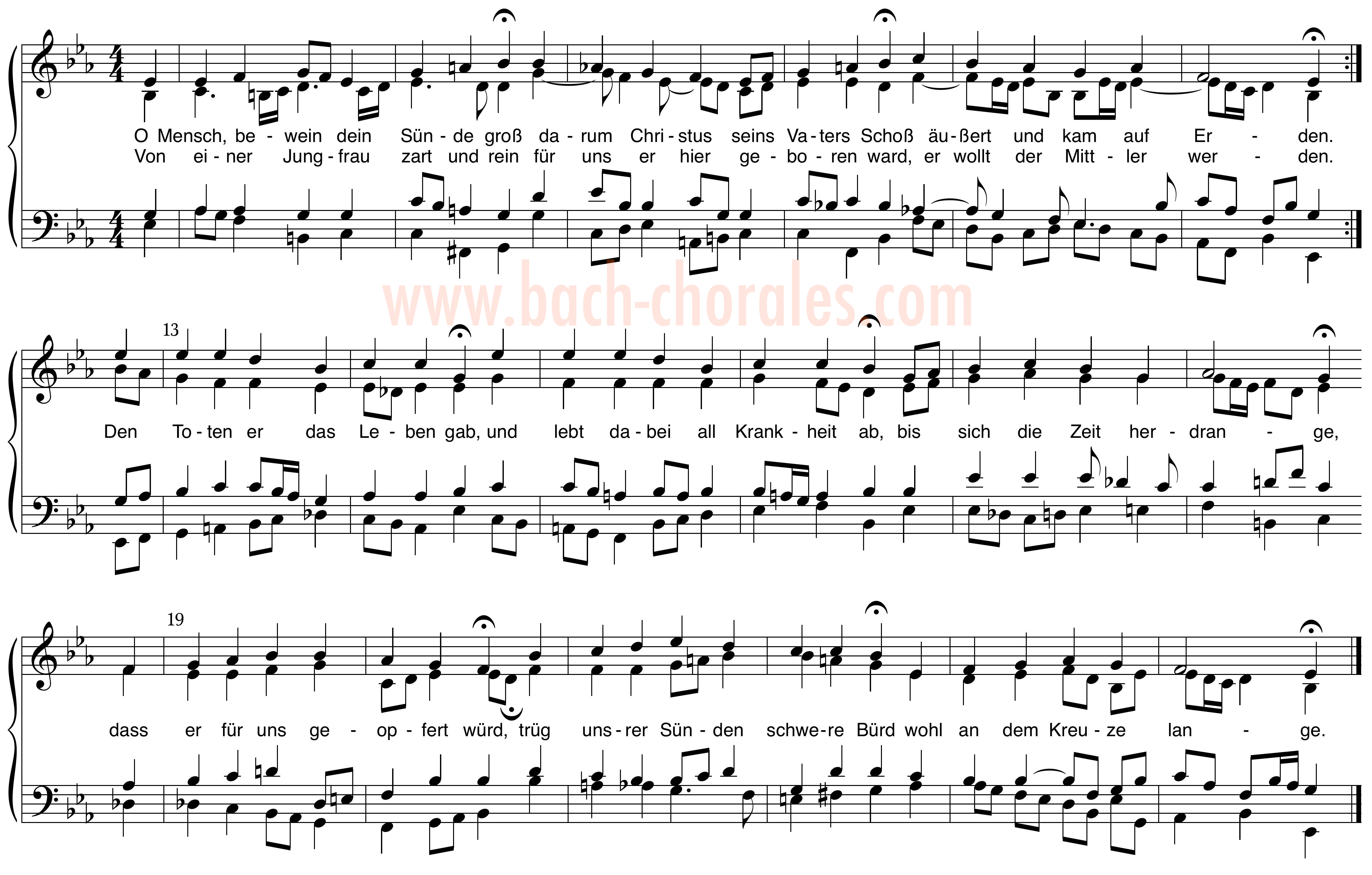 notenbeeld BWV 402 op https://www.bach-chorales.com/