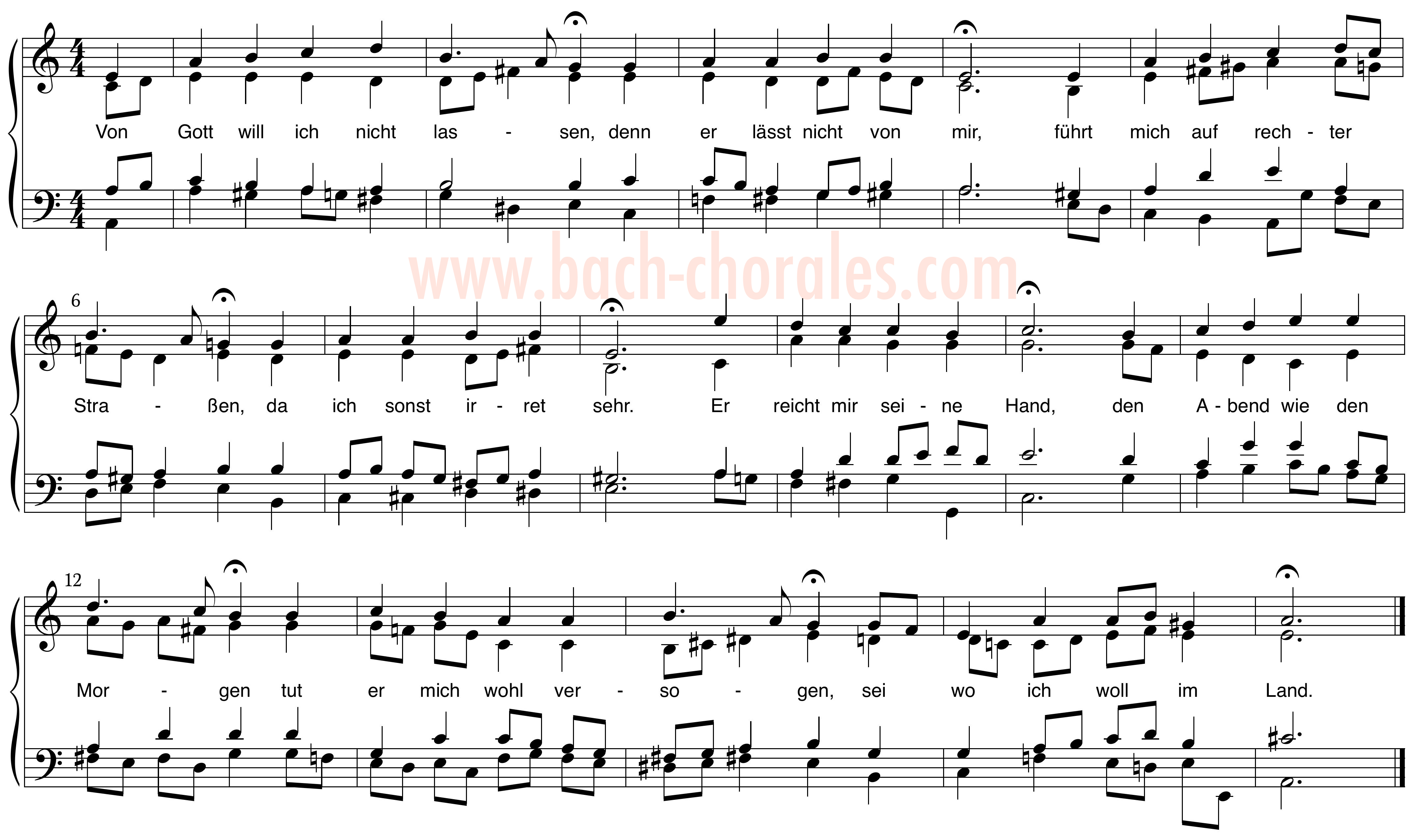 notenbeeld BWV 418 op https://www.bach-chorales.com/
