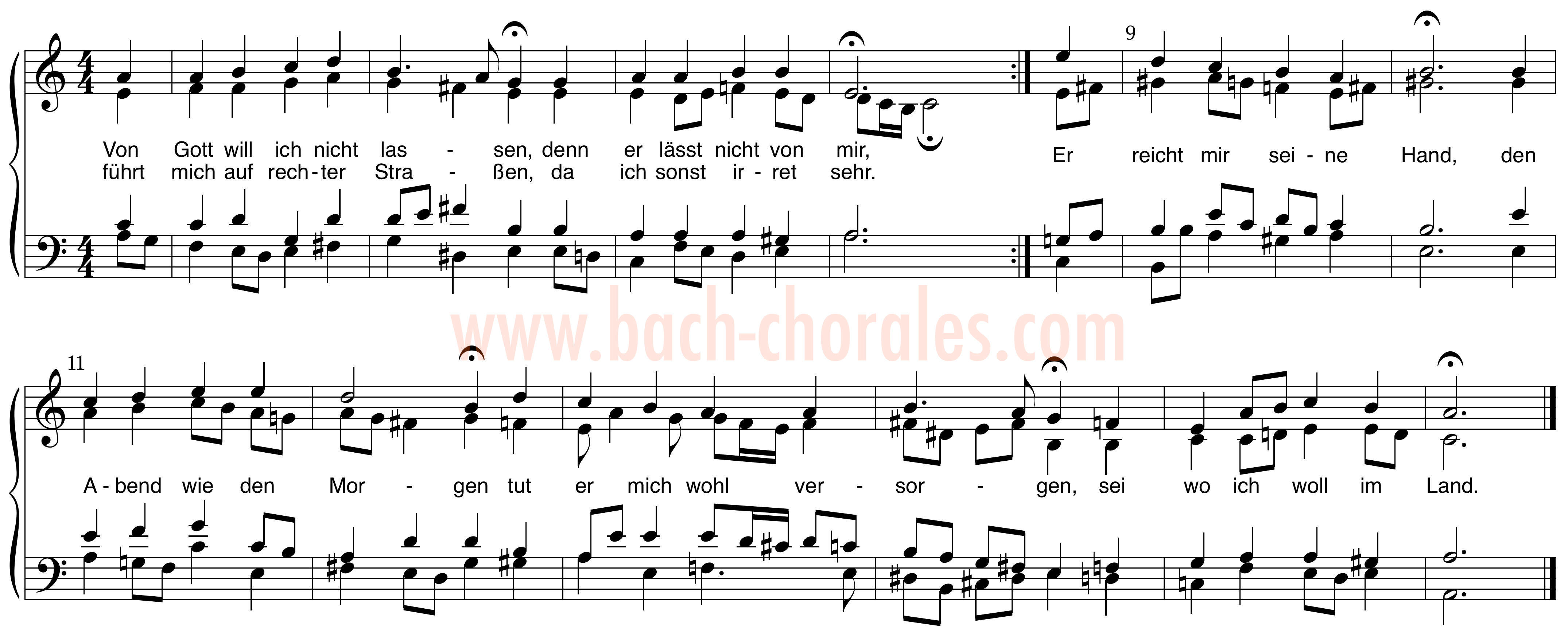 notenbeeld BWV 419 op https://www.bach-chorales.com/