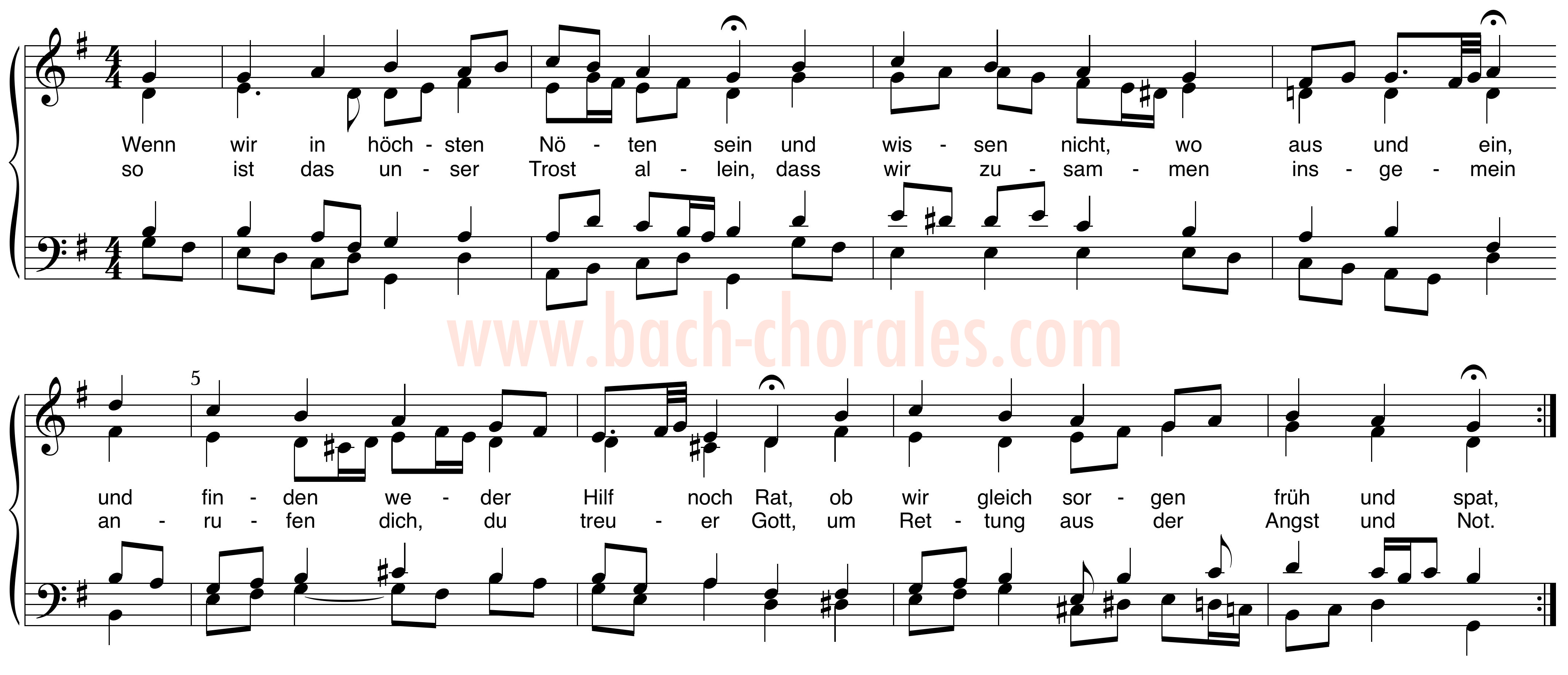 notenbeeld BWV 432 op https://www.bach-chorales.com/